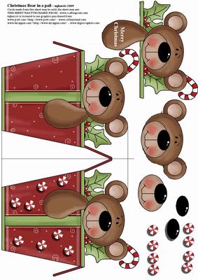 Christmas Bear in a Pail