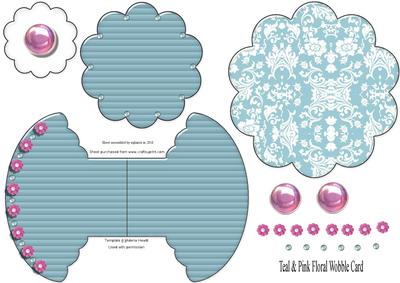 Teal & Pink Floral Wobble Card