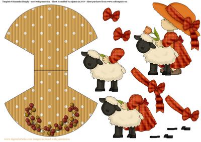 Girl with Lamb Wobble Card