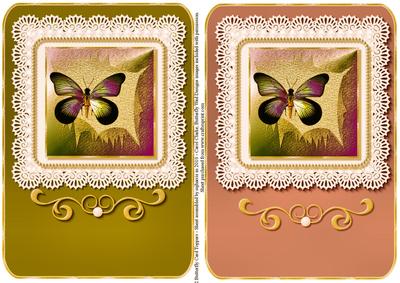 2 Butterflies on Lace Card Toppers