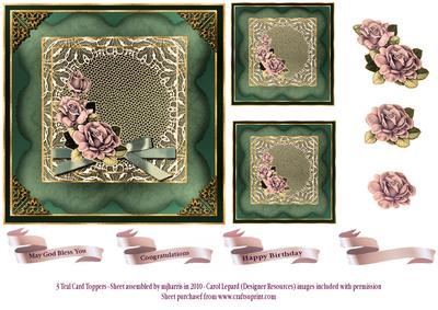 Green Roses & Lace Card Toppers