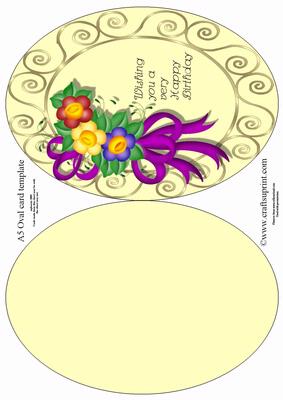 Happy Birthday Bouquet Oval Card