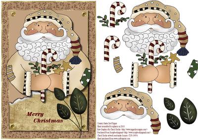 Country Santa Card Topper