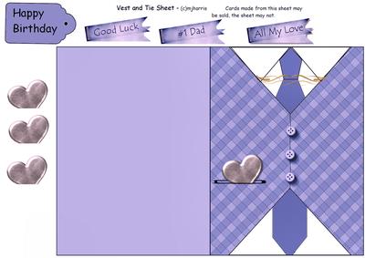 Vest & Tie Card in Purple
