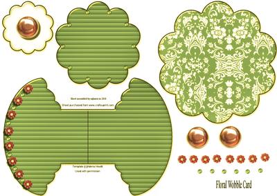 Copper & Green Floral Wobble Card