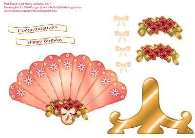 Peach Colored Fan & Stand