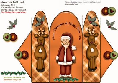 Santa Plaid Accordian-fold Card