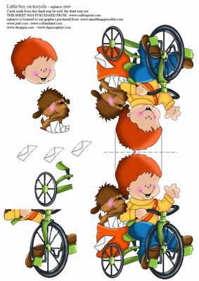 Little Boy Riding His Tricycle Step-by-step