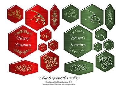 18 Red & Green Holiday Tags