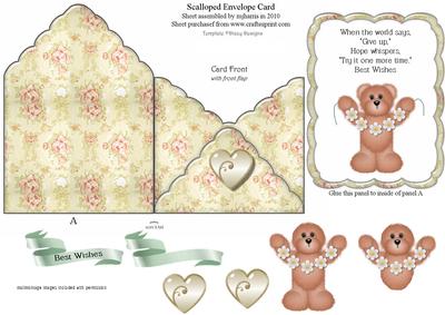 Scalloped Envelope Card - Daisy Bear