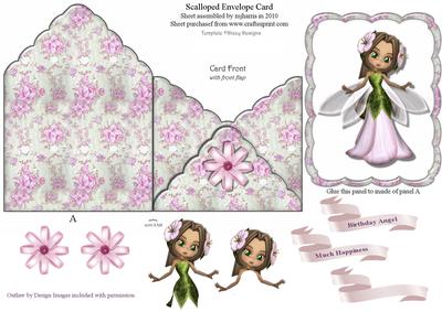 Scalloped Envelope Card - Flower Angel