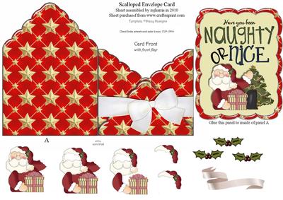 Scalloped Envelope Card - Santa & Tree