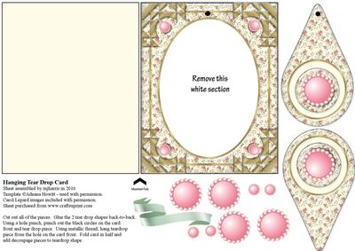 Hanging Tear Drop Card - Rose Buds