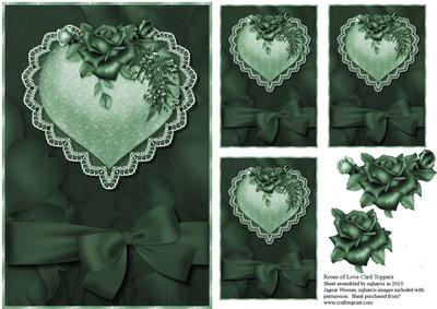Green Roses of Love Card Toppers