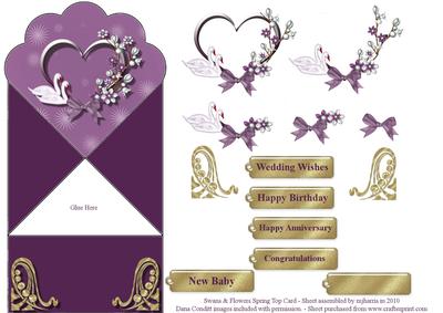 Swans & Flowers Spring Top Card