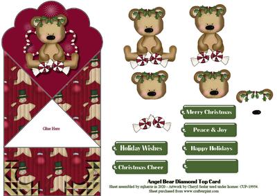 Christms Angel Bear Diamnd Top Card