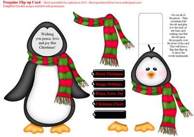 Penguine Flip-up Card