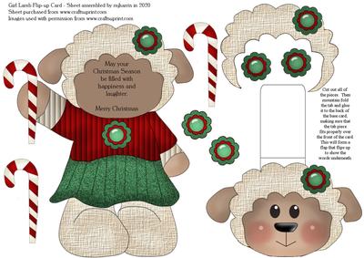Girl Lamb Flip-up Card