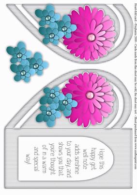 Heart-fold Get Well Soon Card with Flowers