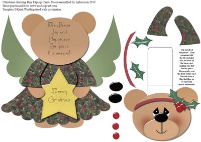 Christmas Greeting Angel Bear Flip-up Card