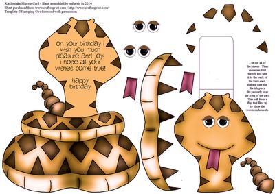 Rattlesnake Birthday Flip-up Card