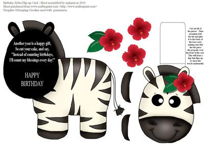 Birthday Zebra Flip-up Card