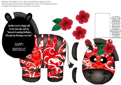 Party Zebra Flip-up Card