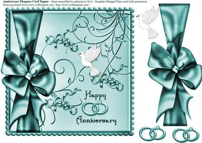 Happy Anniversaryt Card Topper - Teal