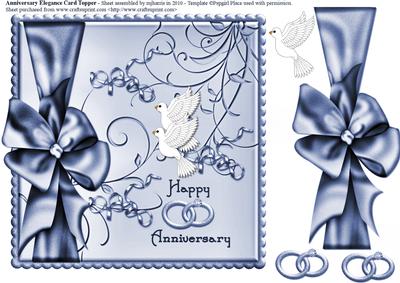 Happy Anniversaryt Card Topper - Blue