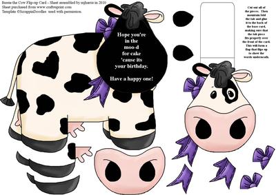 Bessie the Cow Flip-up Card