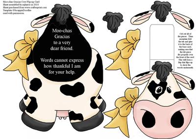 Moo-chas Gracias Cow Flip-up Card