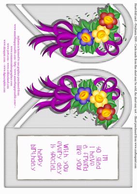Heart-fold Birthday Friend Card with Flowers