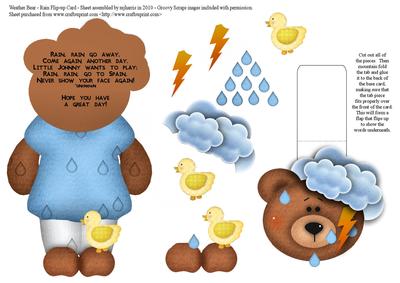 Weather Bear - Rain Flip-up Card