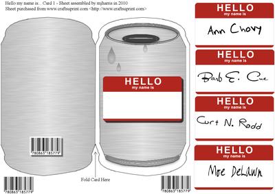 Hello My Name Is -  Can Card 2