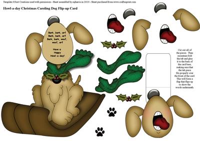 Howl-a-day Christmas Caroling Dog Flip-up Card