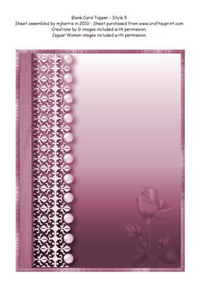 Blank Card Topper - Style 5 - 6