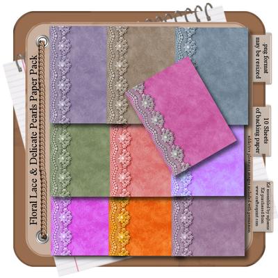 Floral Lace & Delicate Pearls Paper Pack