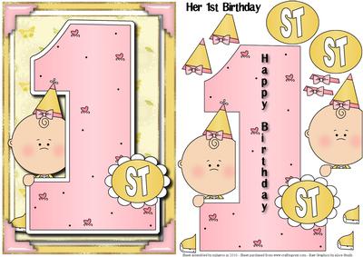 Her 1st Birthday Card Topper