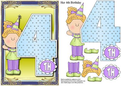 Her 4th Birthday Card Topper