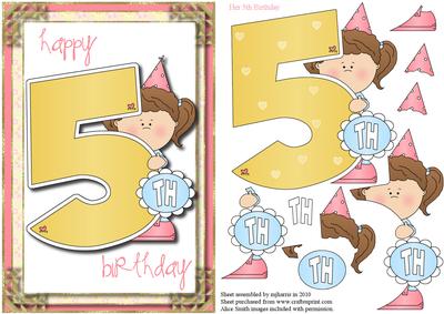 Her 5th Birthday Card Topper