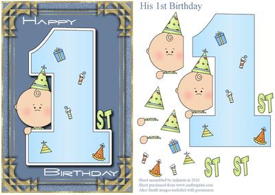 His 1st Birthday Card Topper
