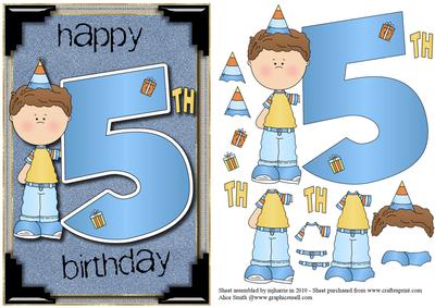 His 5th Birthday Card Topper