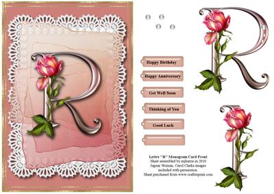 Letter "r" Monogram Card Front
