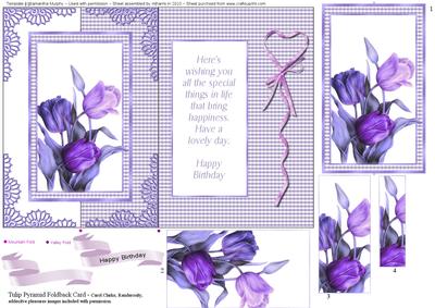 Purple Tulip Pyramid Foldback Card