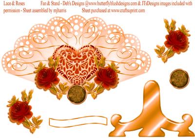 Lace & Roses Peachfan & Stand