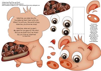 Valentine Pig Flip-up Card
