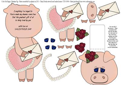 Color Me Happy Valentine Pig
