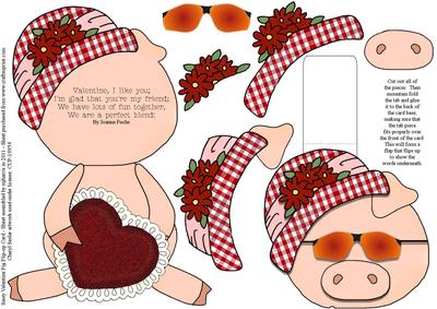 Sassy Valentine Pig Flip-up Card
