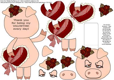 Every Day Valentine Pig Flip-up Card