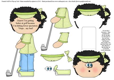Female Golf Pro Flip-up Card